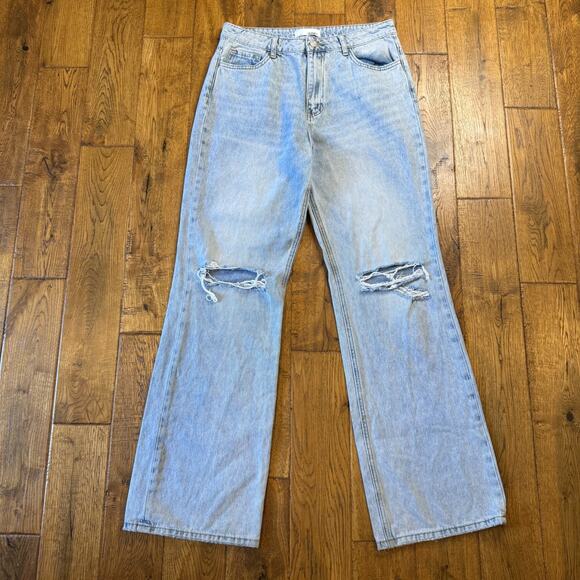 VERVET BY FLYING MONKEY Denim - Vervet Light Wash Wide Leg Distressed Denim Jeans V2473 Women's Size 30x33
